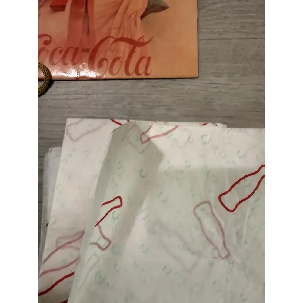 Vintage Coca-Cola Gift Bag Lot Santa Ladies Advertising Tissue Paper 7pc
